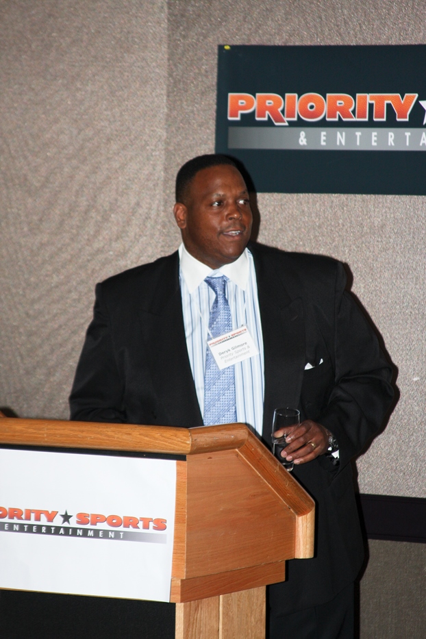 Priority Sports & Entertainment agent Deryk Gilmore speaking at the 2012 PLAN event.